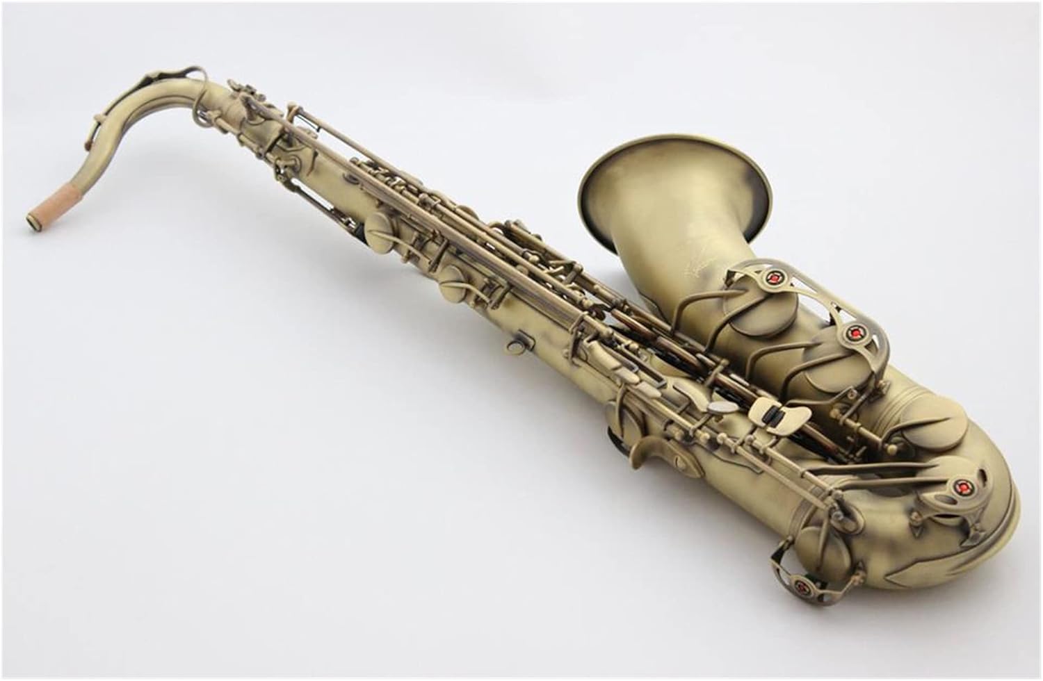 Saxophone Straight Tenor Saxophone Antique Copper B-Flat Tenor Sax Bronze with Case Mouthpiece Reeds Neck Key Type Woodwind Instrument (Color : Bronze)