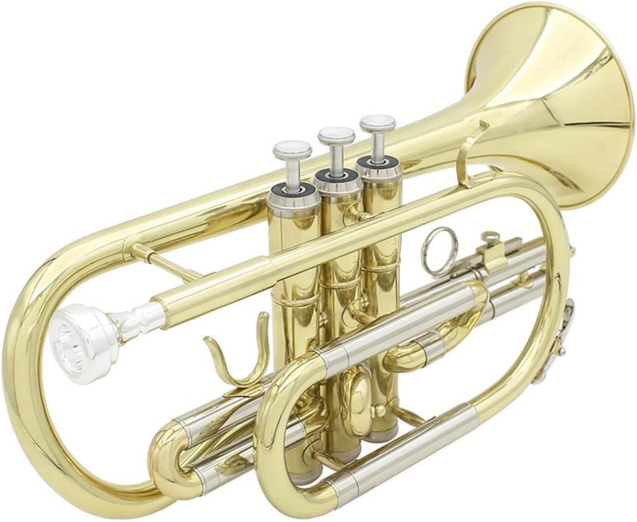 KESHUO Professional Bb Flat Cornet Brass Instrument with Carrying Case Gloves Cleaning Cloth Brushes Trumpets