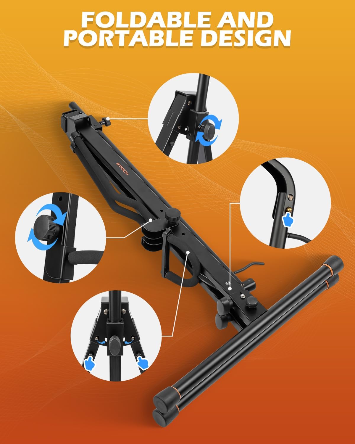 STRICH Adjustable Cello Stand with Bow Hook,Sturdy and 1/2 & 1/4 Double Bass,Contrabass,Bass,Fiddle,Floor Steel Holder for Home Studio Churches Display Travel Performance,SCS-10