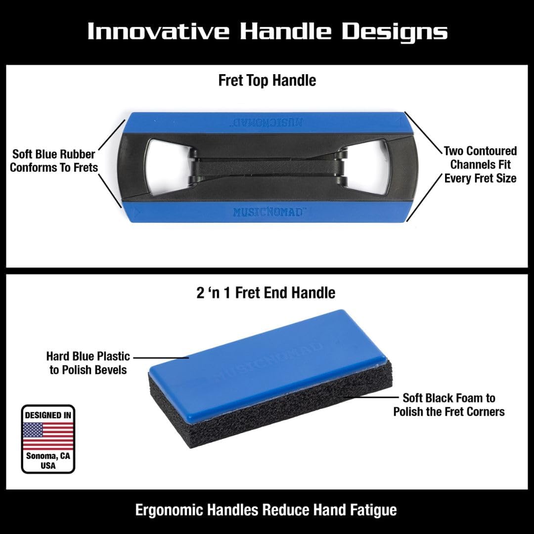 MusicNomad 11 pc. Guitar Fret Leveling Kit, Luthier & Tech Fret Level Beam, Crowning File & Polish Set (MN872)