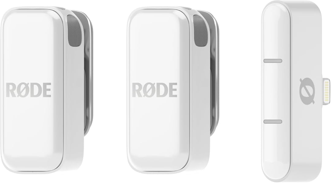 RØDE Wireless Micro - Compact Wireless Microphone, Two Mics with Charge Case for Smartphone Content Creation - Lightning, White