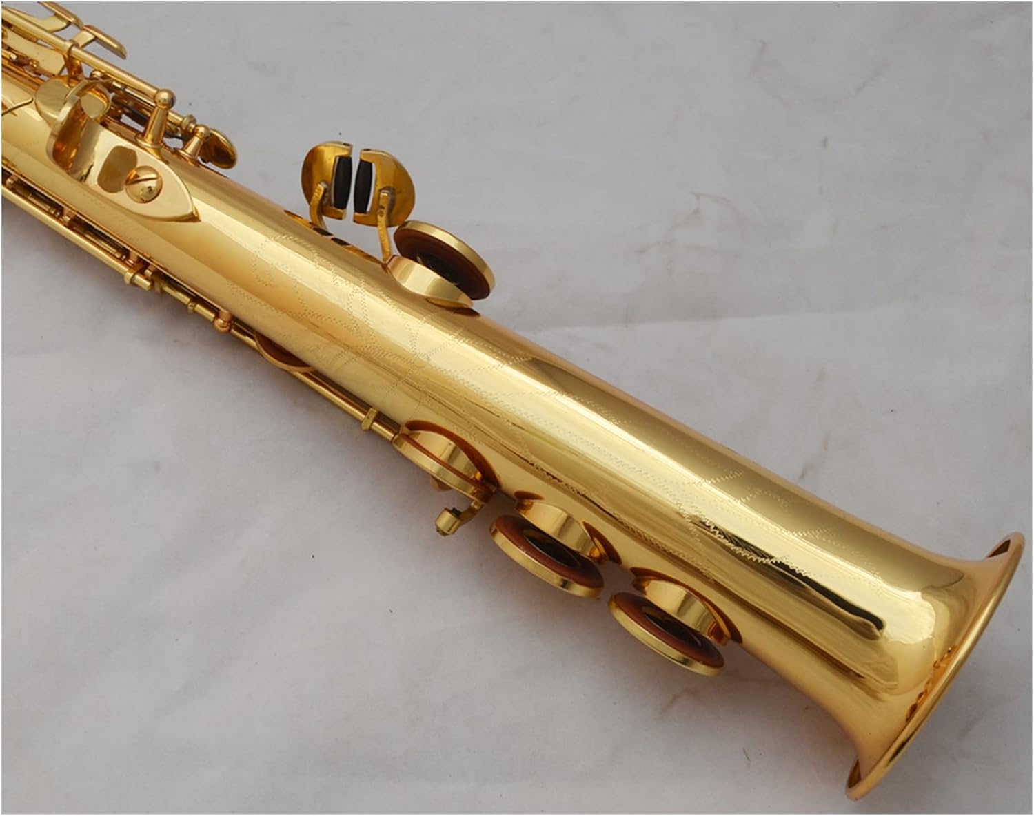 Saxophone Straight Saxophone Soprano Professional Soprano Sax Custom Gold Lacquer Mouthpiece Reeds Neck with Case Key Type Woodwind Instrument (Color : Gold)