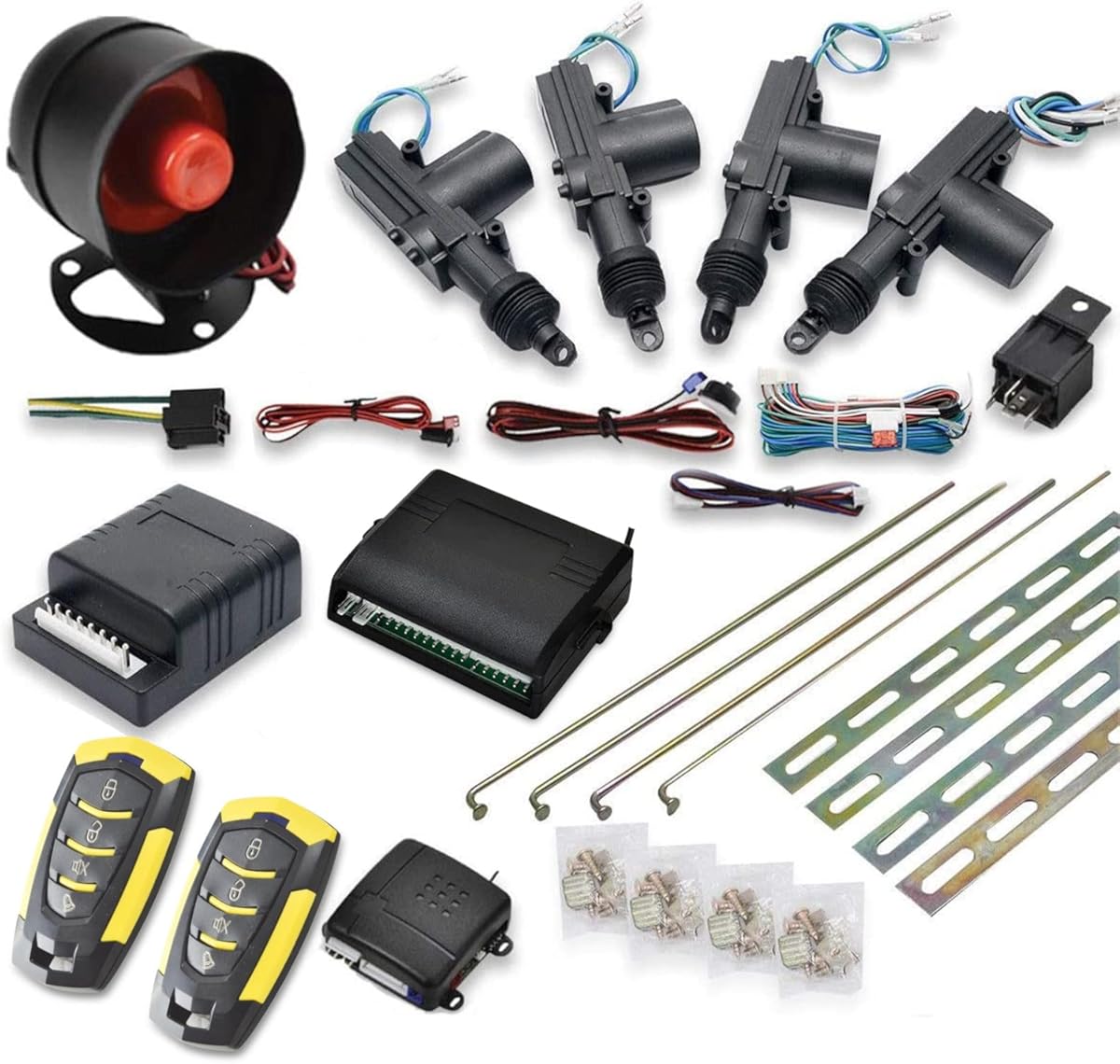 Riloer Car Remote Central Locking Kit, Universal 4 Doors Keyless Entry System + Anti-Theft Alarm Immobiliser, All in one kit