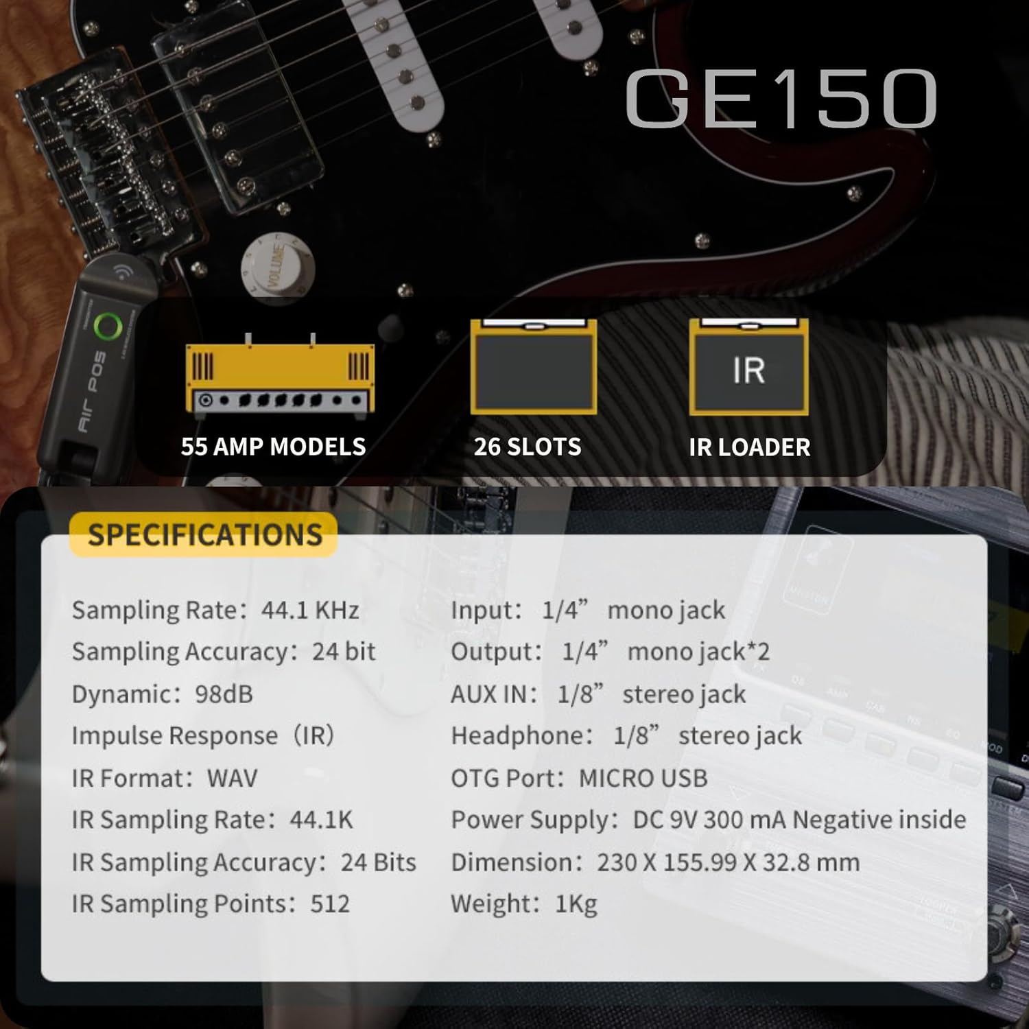 MOOER GE150 White Guitar Multi Effects with Metal Shell Desktop Jamming Tool Floor Guitar Processor for Practice, Live Show, Studio Recording