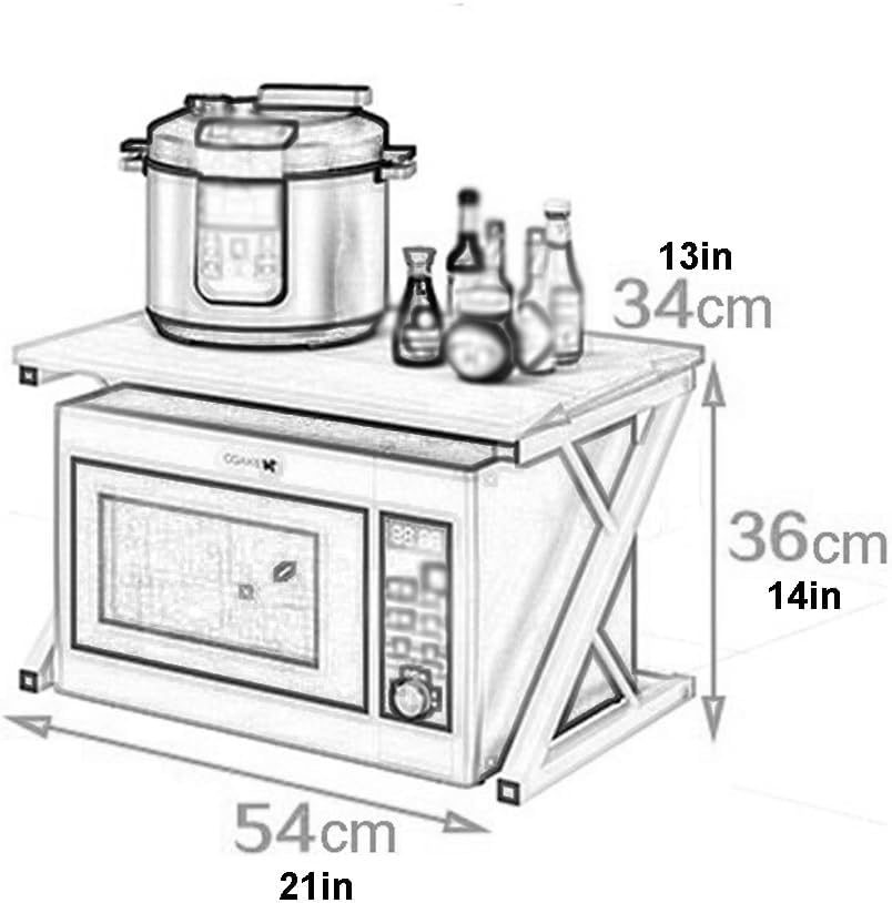 Double Kitchen Microwave Shelf Oven Rack Floor Standing Multifunction Condiment Bottles Bracket Metal 2 Layer, Kitchen Storage Corner Shelf Rack (Color : Brown)