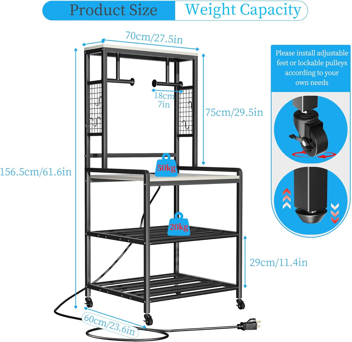3D Printer Stand with Filament Storage, Heavy Duty 3D Printer Table with Charging Station, Rolling Printer Cart Filament Storage Rack for PLA, ABS, PETG for Workshop/Office/Garage (Gray)