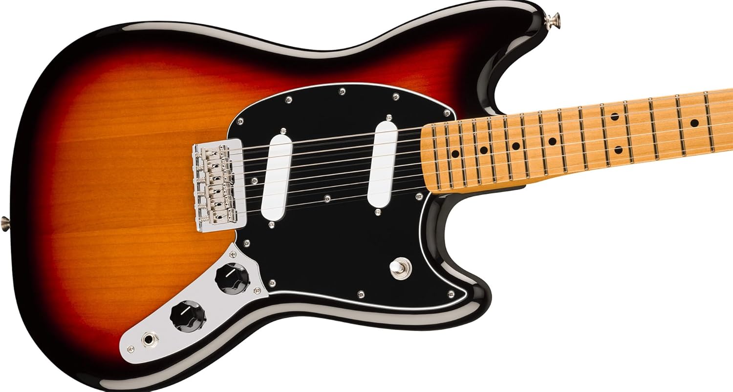 Fender Player II Mustang - 3-Color Sunburst Bundle with Gig Bag, Strap, Cable, 3-Pack Picks and Guitar Cleaning Kit