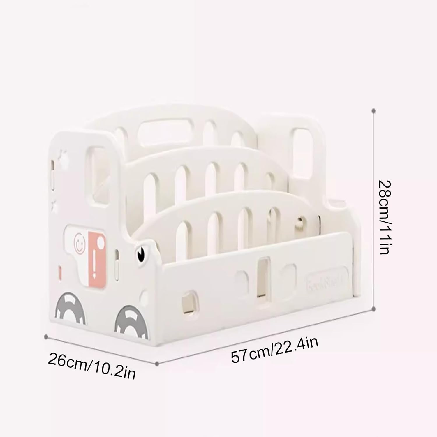 Kids 3-Tier Bookshelf, Desktop Organizer, Decorative Storage Shelving, PE Freestanding Display Bookcase, Book Shelf Unit for Living Room Bedroom(White)