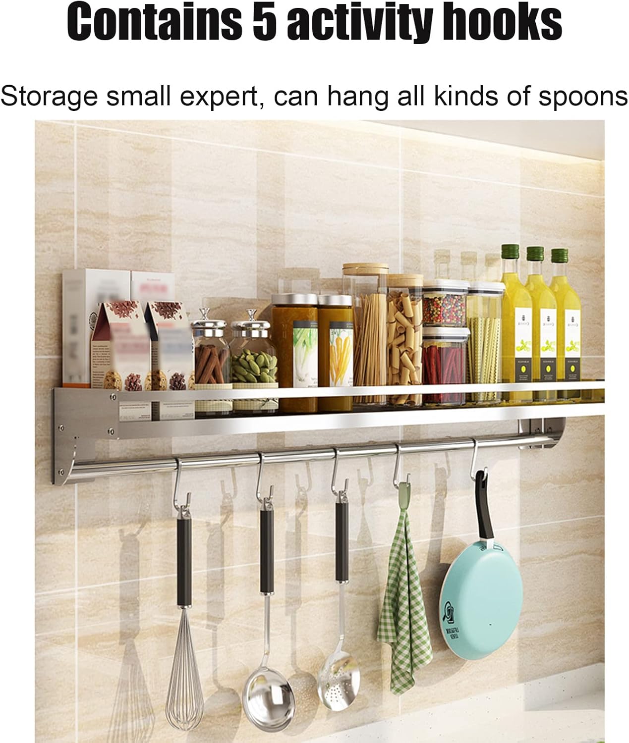 Stainless Steel Metal Shelving Microwave Oven Shelf, Wall Mount Multifunctional Shelving Stand Holder Kitchen Spice Rack, Bracket Bathroom Organizer Shower Caddy Storage, for Bar/Laundry/Garage