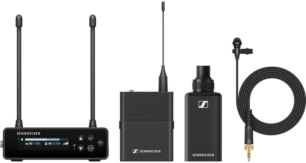 Sennheiser EW-DP ENG SET Camera-Mount Digital Wireless Combo Microphone System | Q1-6: 470 to 526 MHz Bundled with Headphones + 4 x AA Batteries + Cleaning Cloth (4 Items