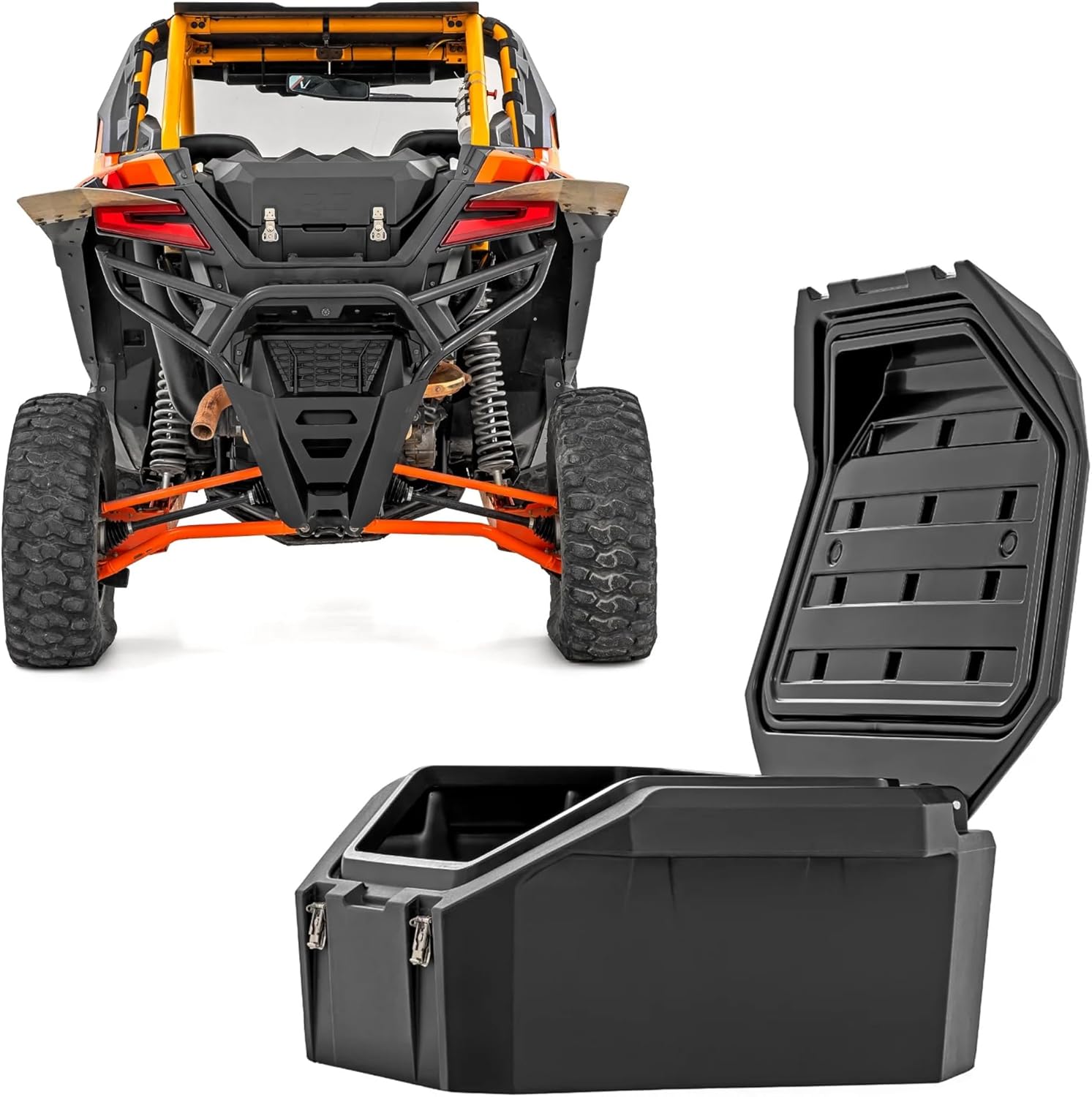 Rough Country Rear Bed Cargo Box for Polaris RZR Pro R/Pro R 4 (2 & 4-Seat Models) - 63.5-Gallon Storage Capacity, Watertight Seal, High-Impact UV-Resistant, Lockable Latches
