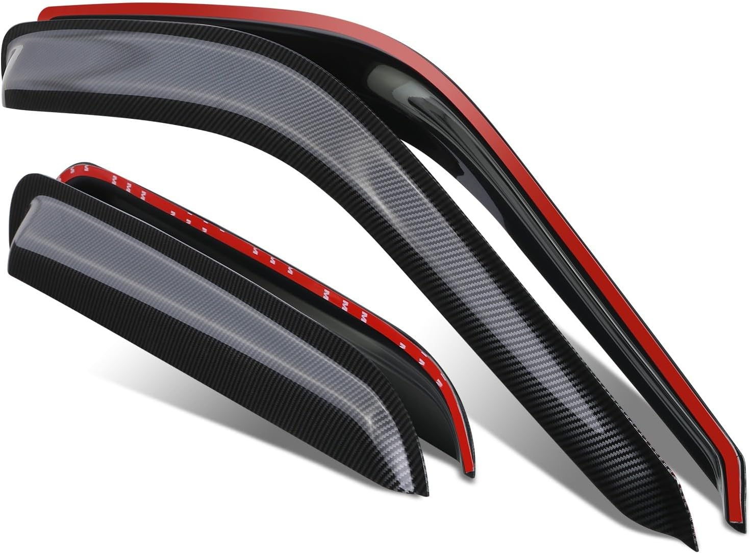 DNA Motoring Set of 4 Tape-On Carbon Fiber Pattern Styling Window Visor Deflector Rain/Sun Guard Compatible with Chevy Silverado/GMC Sierra 1500 99-06, 2500 99-04, 2500 HD/3500 01-06, WVS-014-CF