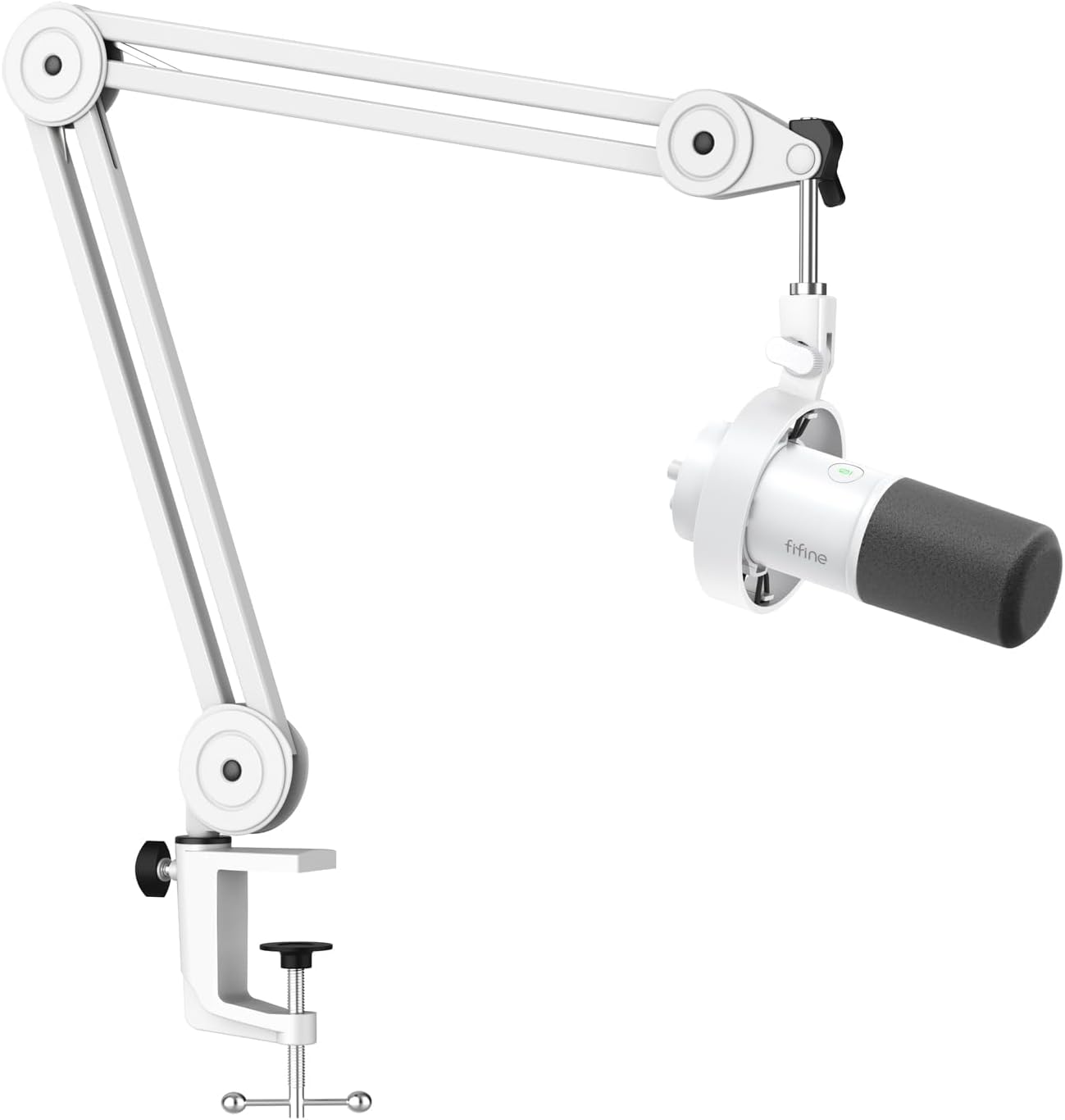 FIFINE XLR Mic Set with Boom Arm Stand, USB PC Podcast Microphone with Tap-to-Mute, Gain Knob, Headphones Jack for Streaming Recording, Metal Heavy Duty Mic Stand (K688W+BM63W)