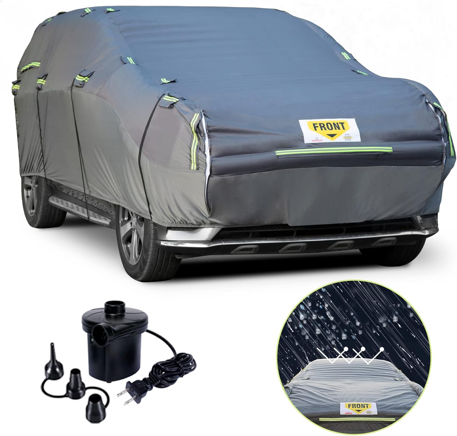 WARSUN Airtight Hail Car Cover with Thickened Real PVC Airbag Heavy Duty Anti-Hail Car Cover Protection for SUV Sedans Length Between 166-198 Inches(with Air Pump)