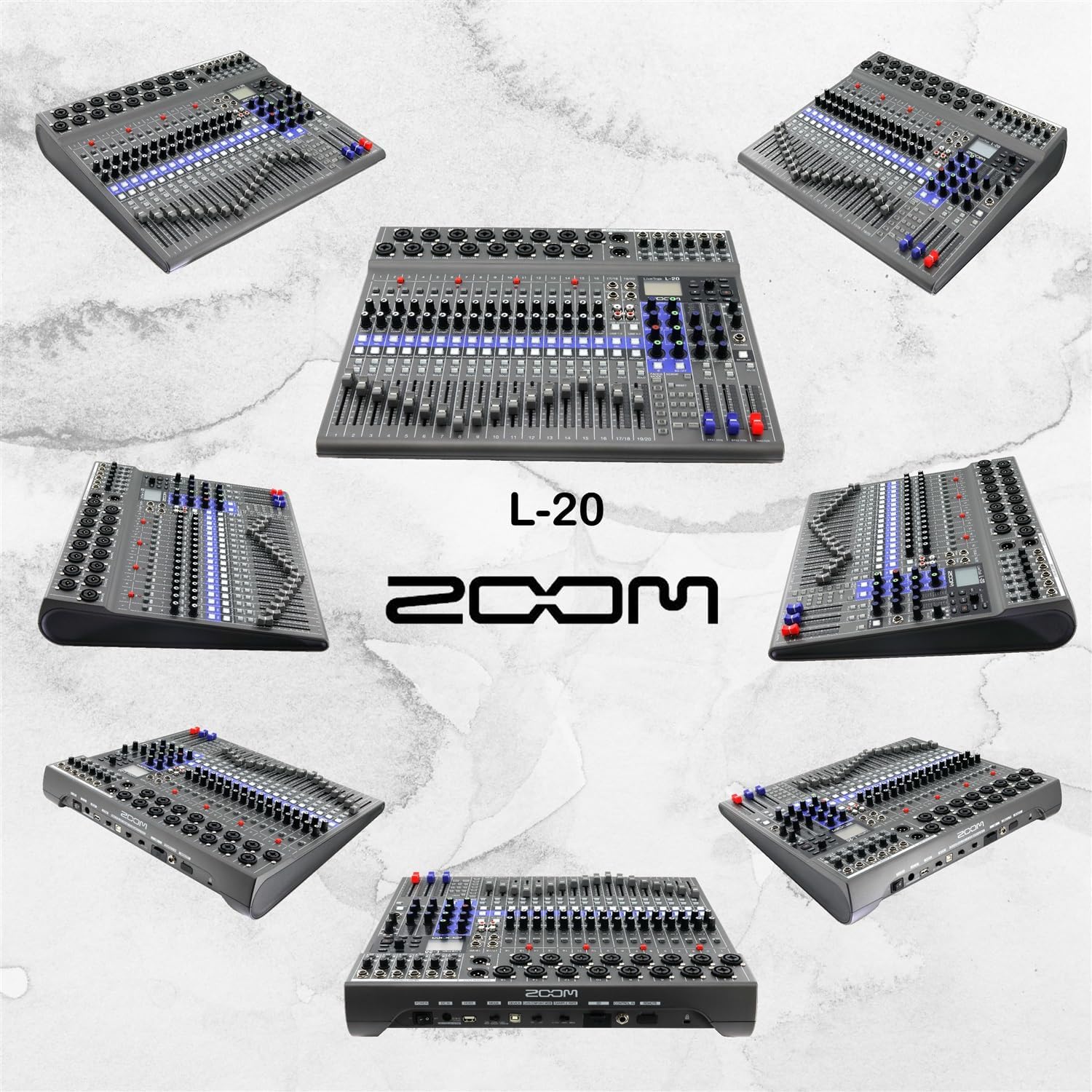 Zoom LiveTrak L-20 20 Input Digital Mixer and Multitrack Recorder Bundle with Carrying Bag, Bluetooth adapter, 2X XLR Cable 10ft