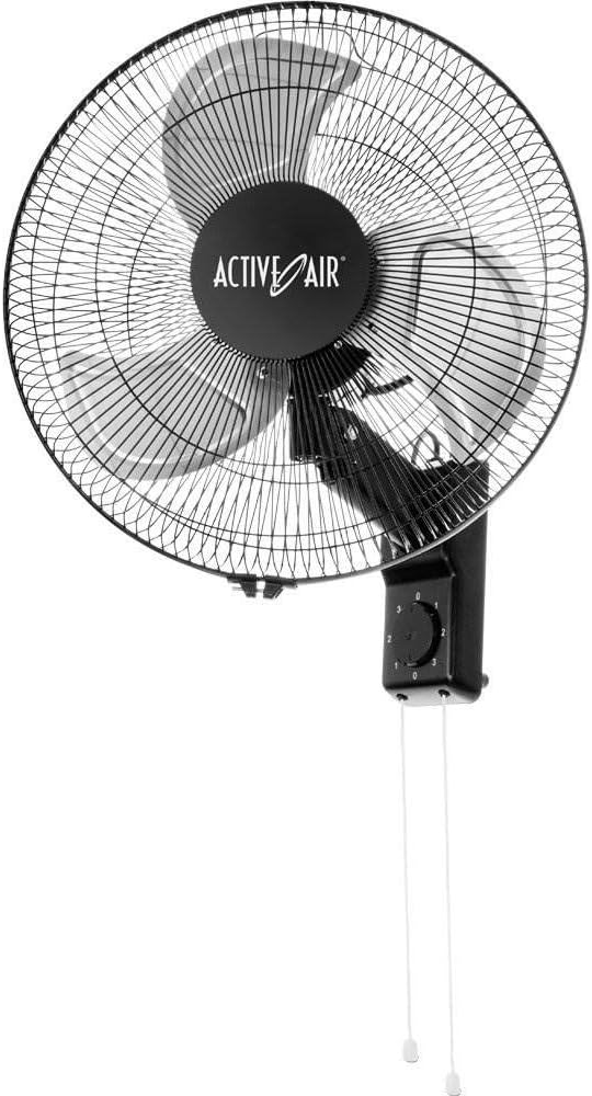 Hydrofarm Active Air ACFW16HDB Heavy-Duty 16-Inch 3-Speed Industrial Metal Wall Mount Tilting Fan, Black, 3 Pack