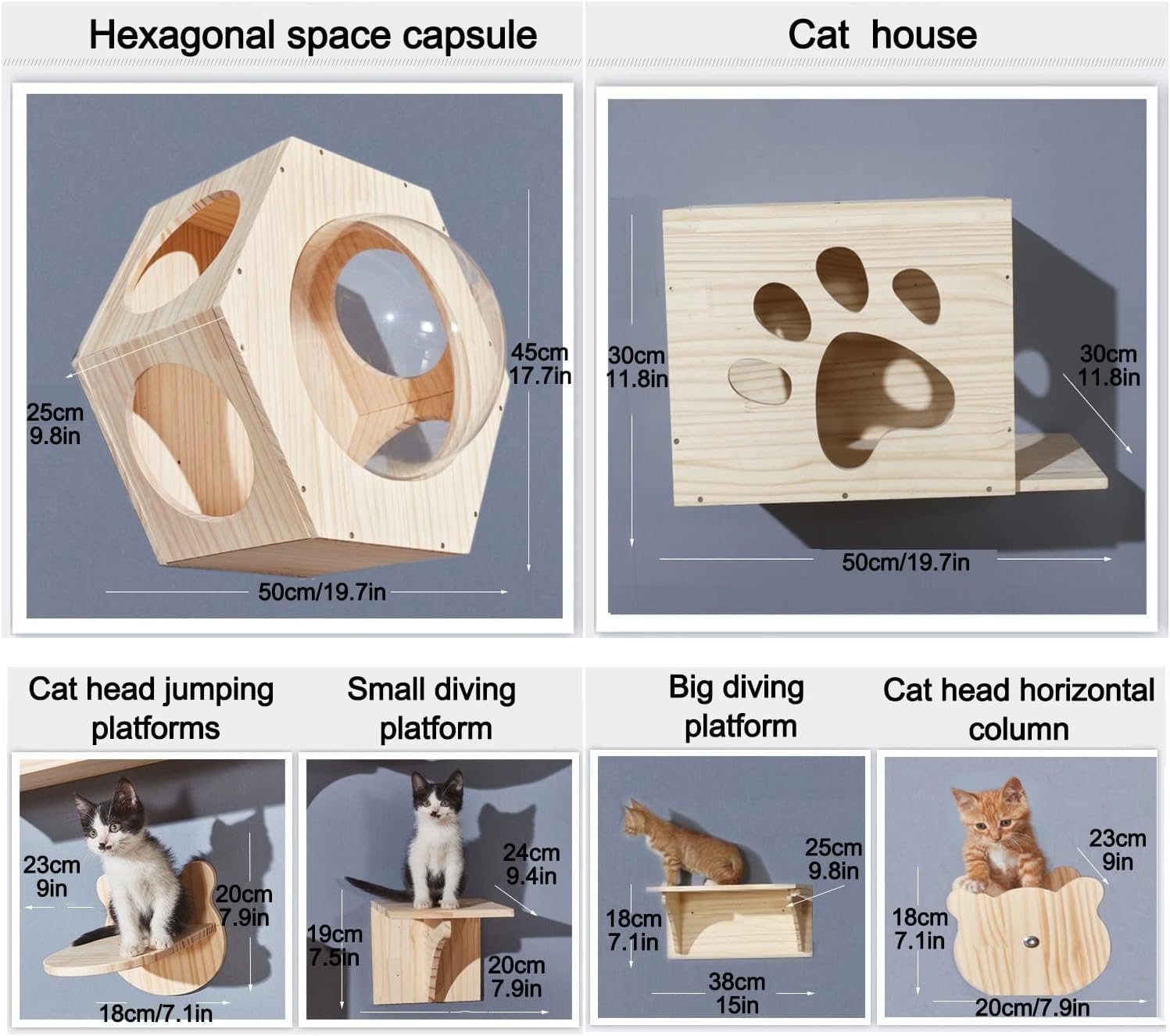 Cat Climbing Shelves, Wall Mount Cat Furniturefor Cats to Sleep, Play and Climb(Style 6)