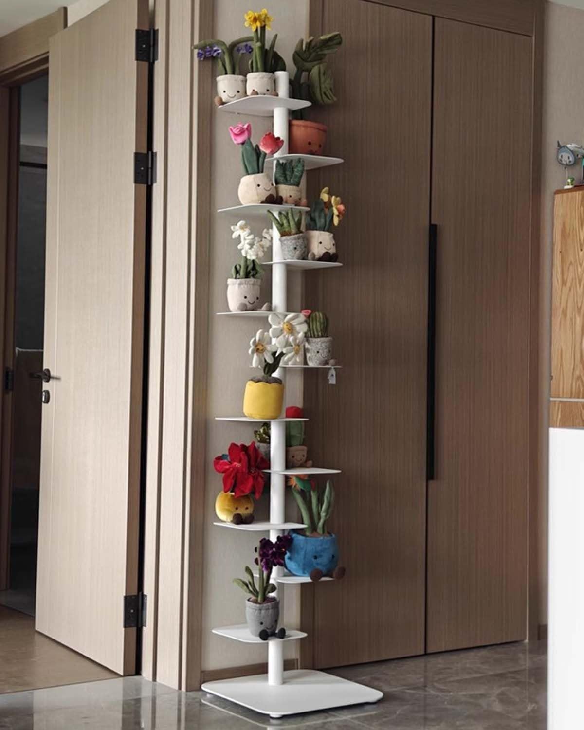 Living Room Vertical Bookshelf Tower, White Adjustable DIY Spine Bookcase, Invisible Book Display Shelves, Narrow Storage Organizer Racks(11-Tier 192cm (75 5/8