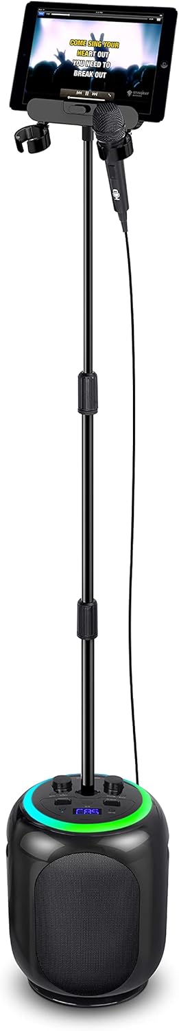 Singing Machine SingCast MAX Bluetooth Video Casting Karaoke Machine, Party Speaker, Microphone, 22 Voice Effects, Pitch Correction, Lights, Stand, 35W Sound for PA System Function for Adults & Kids