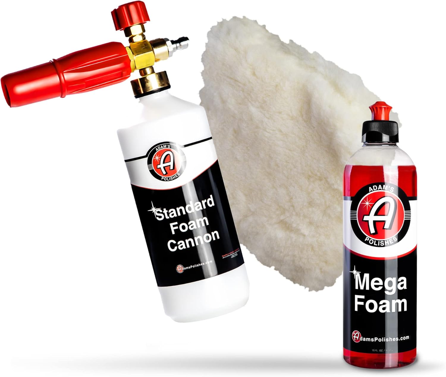 Adam's Polishes Standard Foam Cannon, Mega Foam Soap & Wash Pad Bundle - Foam Cannon Soap Sprayer for Car Wash, Patio & House Cleaning | Sprayer Cleaner Cannister for Pressure Washer