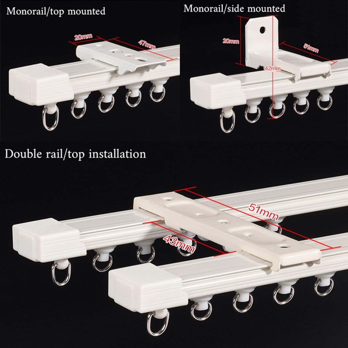 JEDAL Curtain Track Ceiling Track Wall Mount Curtain Rails System with Nano Rollers and 90 Degree Corner Bends Living Room Shower Room Curtain Tracks Set (Size : 15.1ft)