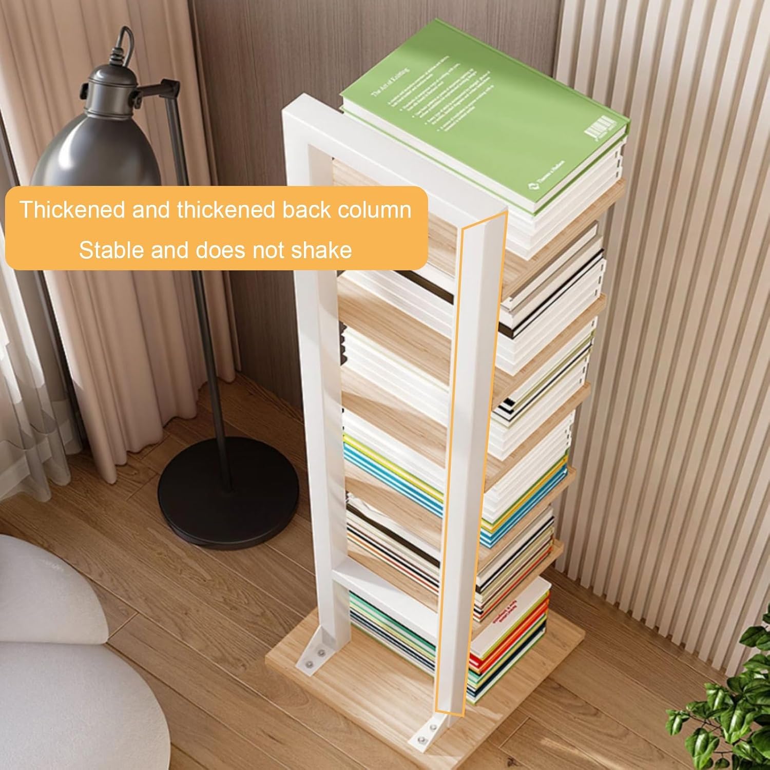 Floor-Standing Invisible Bookshelf, Corner Bookcase 4/6 Layers, Small Storage Rack, Modern Freestanding Display Shelves, Suitable for Bedroom, Living Room, Study(Black,93cm/36.6in)