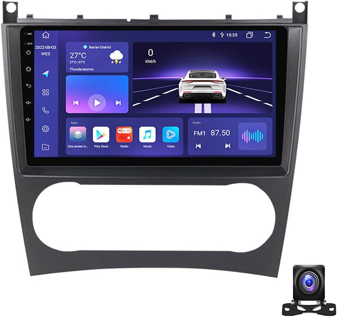 9 Inch Android 13 Car Radio Compatible with Benz C-Class W203 C230 2004~2011 Bluetooth Car Stereo Compatible with Carplay Android Auto, Navigation, Steering Wheel Controls, Backup Camera,M800S 8G+256G