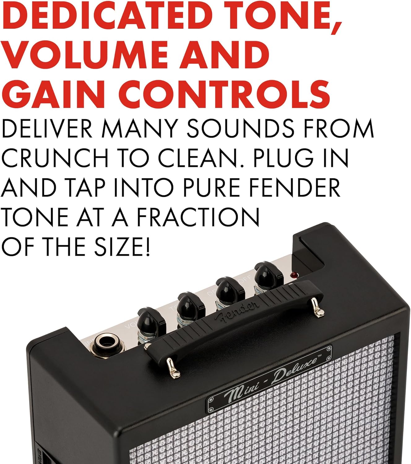 Fender Mini Deluxe Electric Guitar Amp, with 1-Year Warranty, Mini Guitar Amp, Portable Guitar Amplifier, Guitar Accessories, 3 Watts, Black