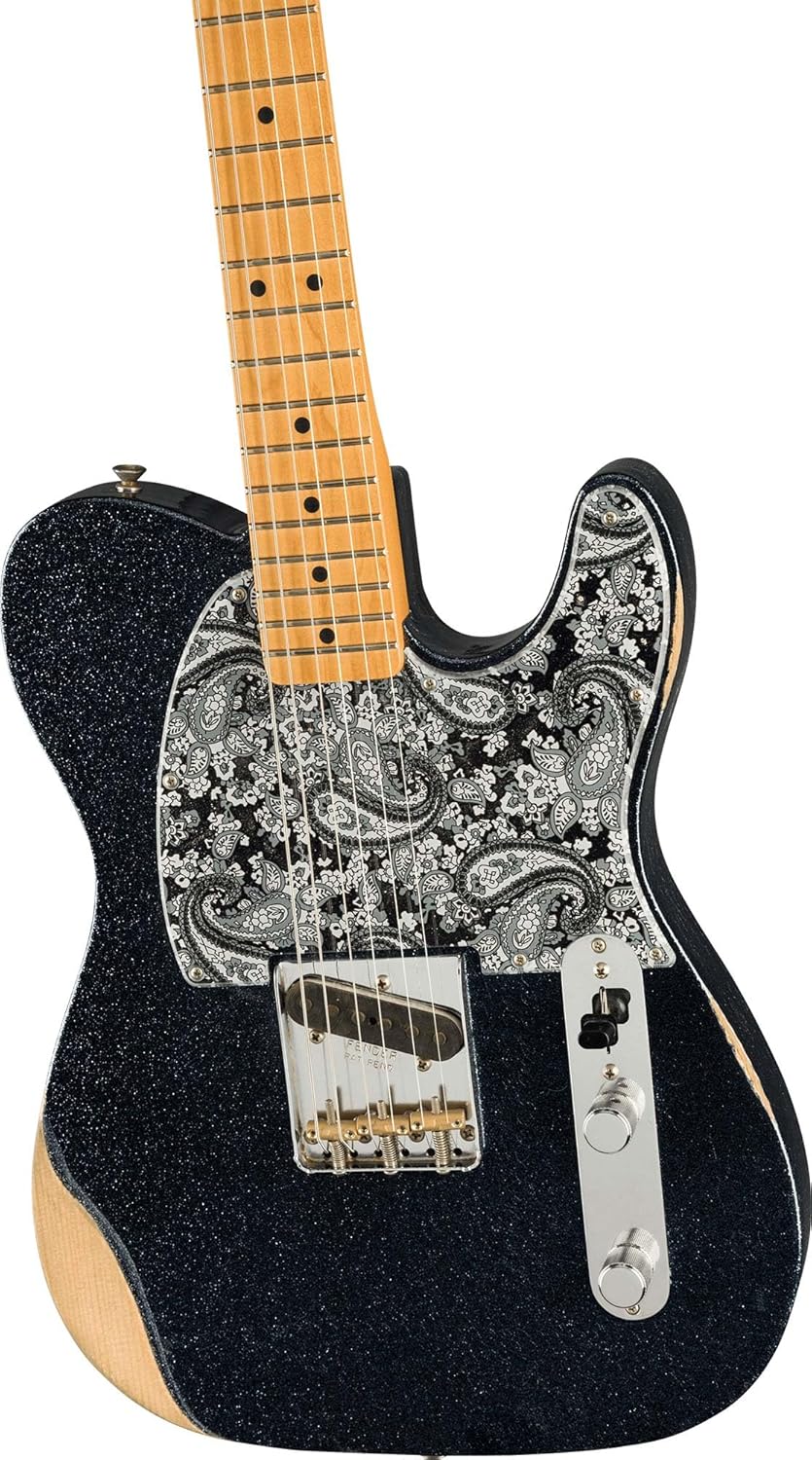 Fender Brad Paisley Esquire Telecaster - Black Sparkle Bundle with Gig Bag, Strap, Cable, and Guitar Cleaning Kit
