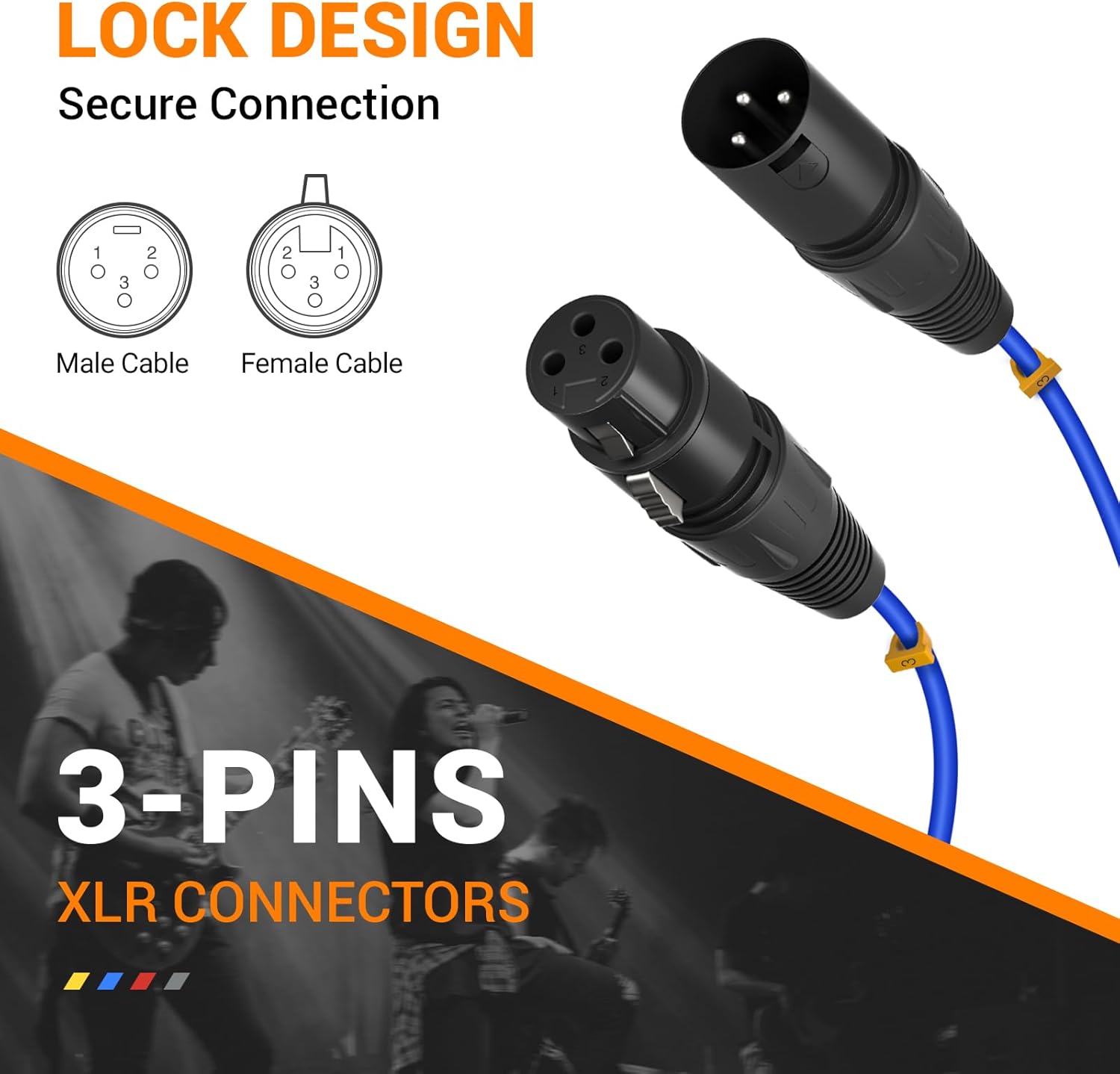 Phenyx Pro Wireless Microphone System,2x100 Adjustable UHF Channels(PTU-71-2H) Bundle with 3Ft XLR Snake Cable