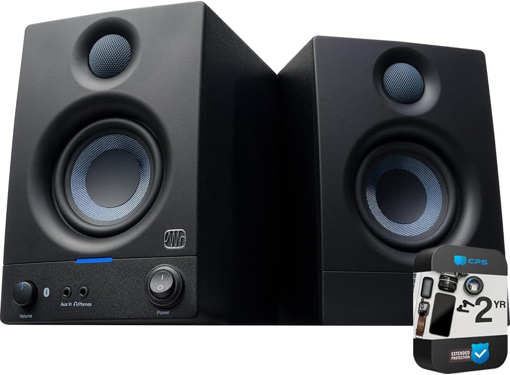 PreSonus 2777500122 Eris 3.5BT Powered Near Field Bluetooth Studio Monitors, Pair Bundle with 2YR CPS Enhanced Protection Pack