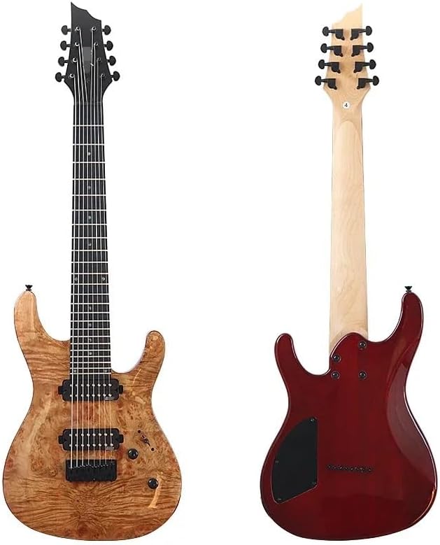 8-String Electric Guitar, 39-Inch Full Size, Natural High Gloss Finish, Tree Burl Top,24-Fret(M2)