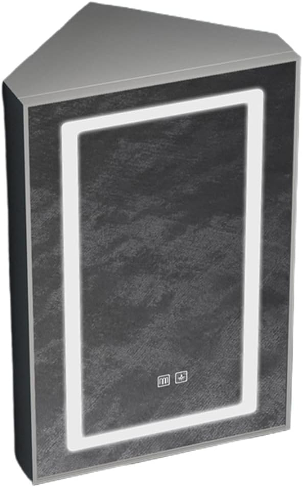 Corner Wall Mount Medicine Cabinet,LED Aluminum Bathroom Cabinet, Mirror with 3 Tier Storage Shelves, for Cosmetics, toiletries,Defogger (Size : 40 * 60cm)