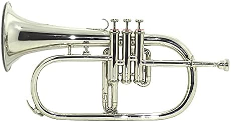 SHREYAS New Nickel Plated Bb Flat 3 Valve Flugelhorn with Free Hard Case and Mouthpiece
