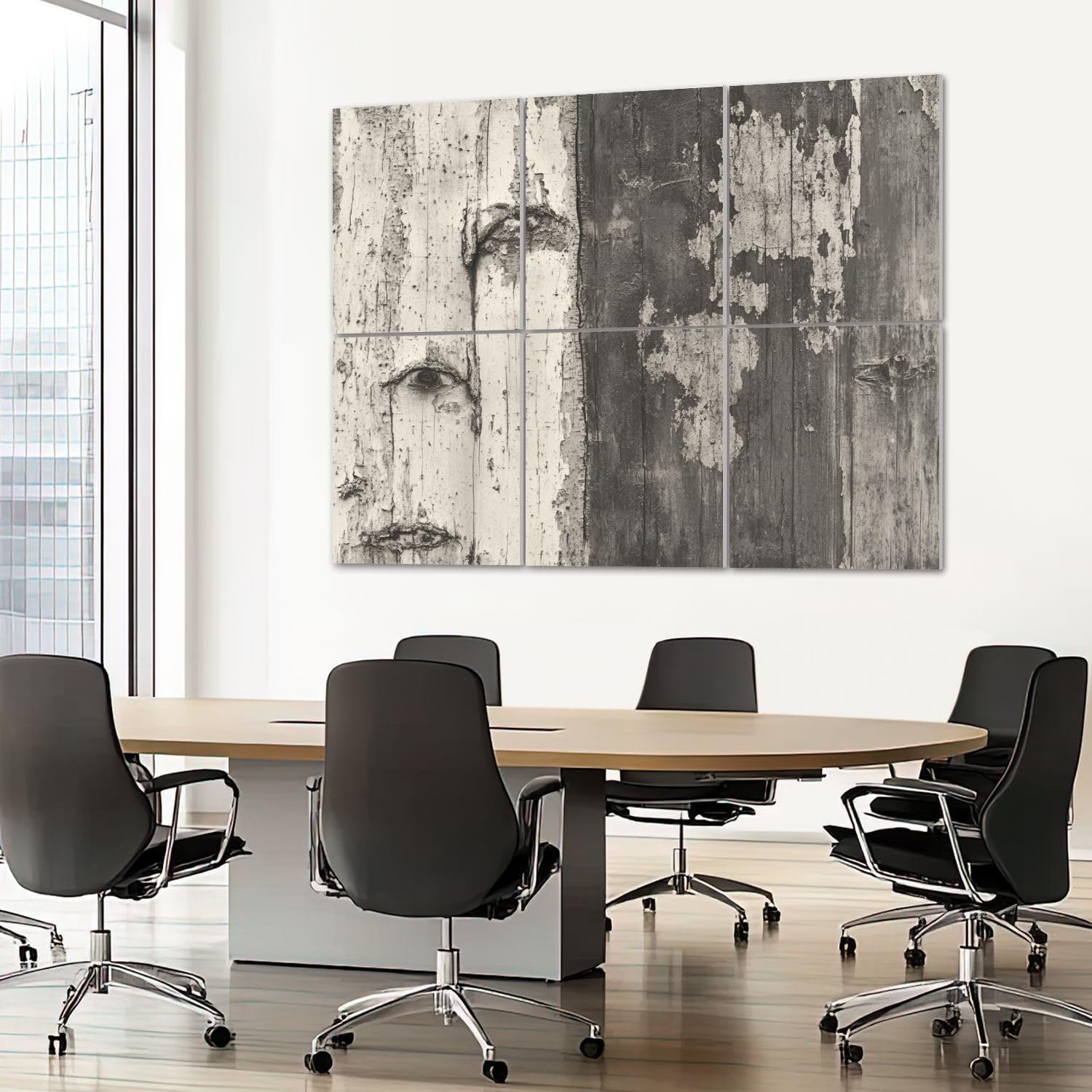 6 Pack Art Acoustic Panels Sound Absorbing Birch Tree Weathered Wood Human Face Peeling Paint Textural Organic Decorative Soundproof Wall Panels Self Adhesive for Recording Studios Office 72