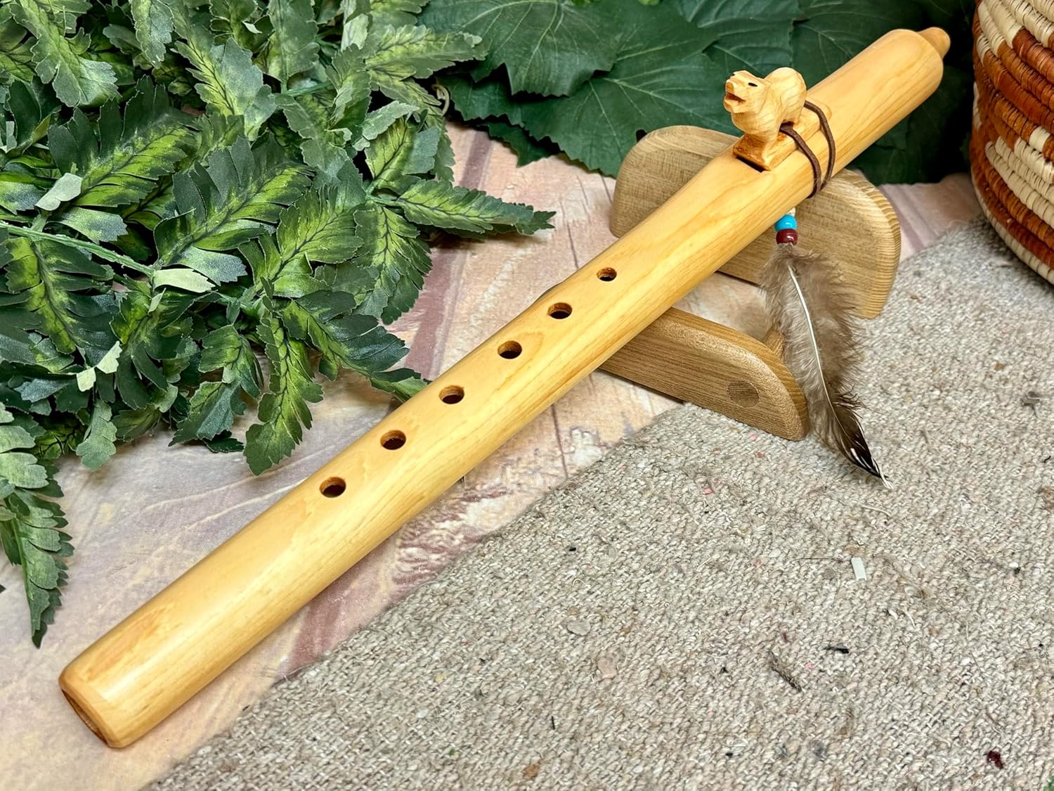 Native American Flute Pack -Natural Wolf & Bag