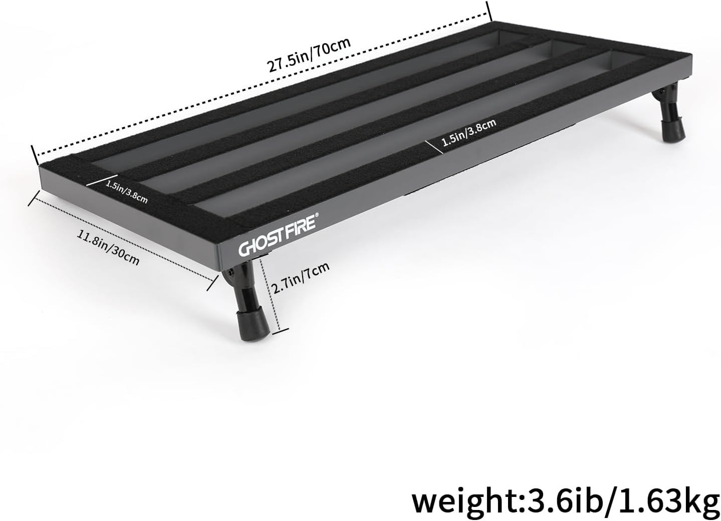 Ghost Fire Large Guitar Pedal Board Aluminum Alloy 3.6ib Super light Effect Pedalboard 27.5''x11.8'' with Carry Bag SPL-07