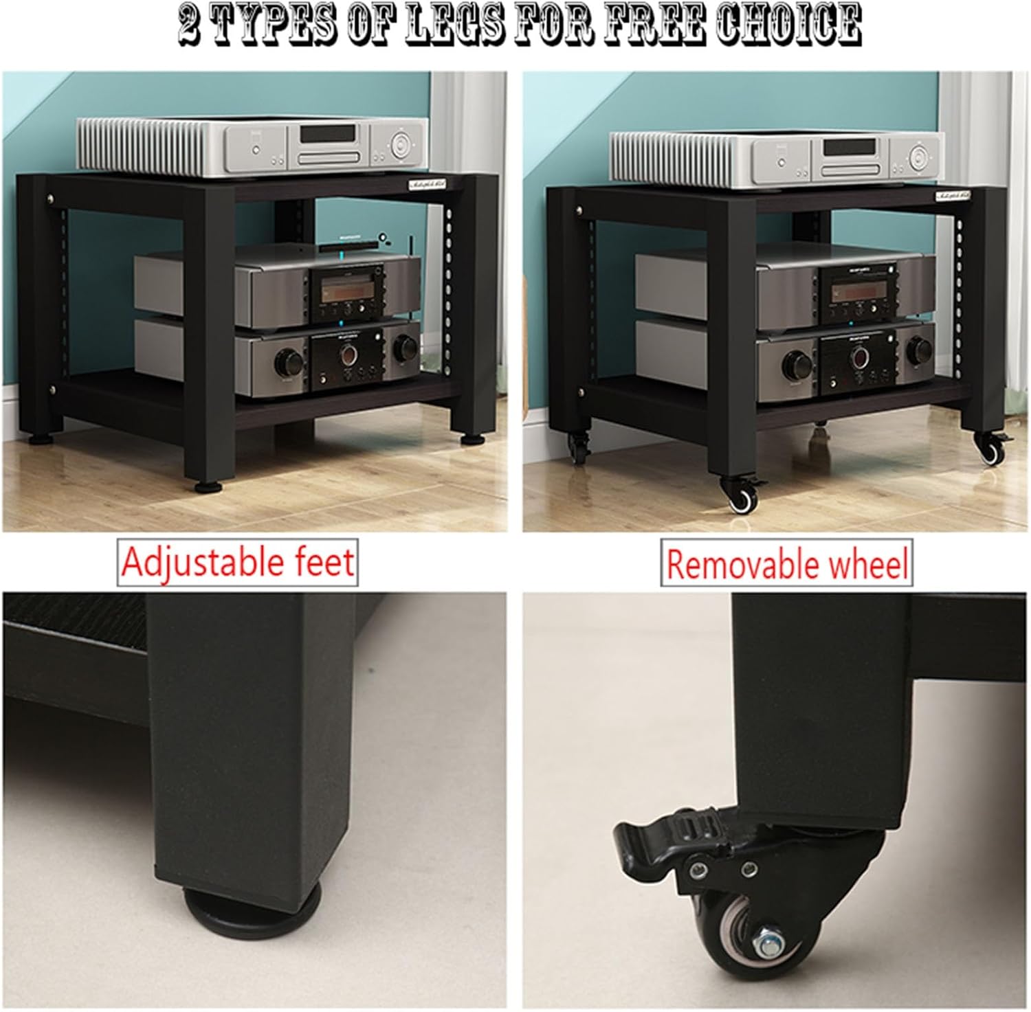 Movable Media Stand 5-Tier Movable AV Media Player Stand Corner Audio Tower Component Cabinet Stereo Stand Adjustable Open Storage Rack (Color : B)
