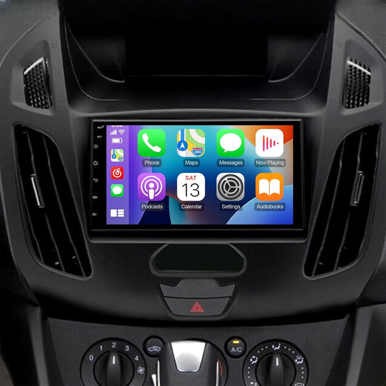 PHEZEN 7 inch Touchscreen Car Stereo Fit for Ford Transit Custom 2014-2018, Android 14 Double Din Car Radio with Carplay & Android Auto in-Dash Navigation BT Mirror Link WiFi Backup Camera 4+64G