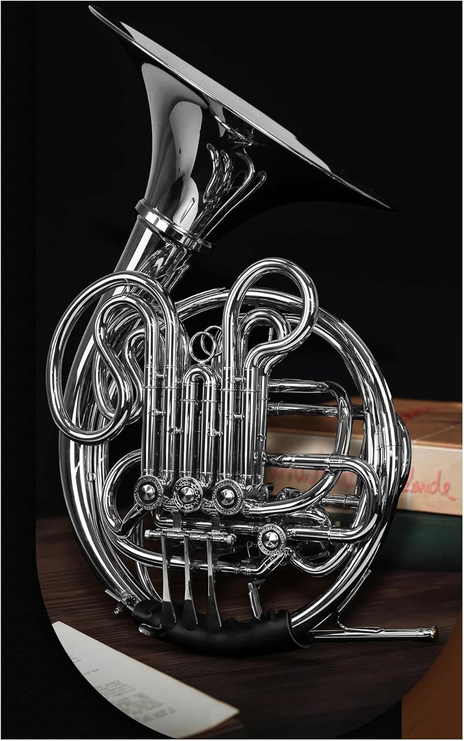 Professional Instrument Double Row French Horn 4 Keys Flat Brass Body