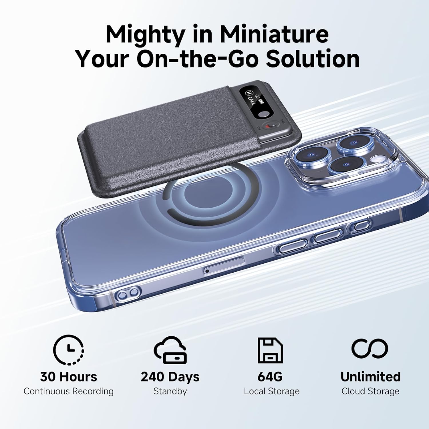 AI Voice Recorder, Note Voice Recorder with Transcribe＆Summarize, Al Noise Cancellation Technology, Two-Way Translation with APP, 80+ Languages, 64GB Memory, 120+ Templates Audio Recorder for Meeting