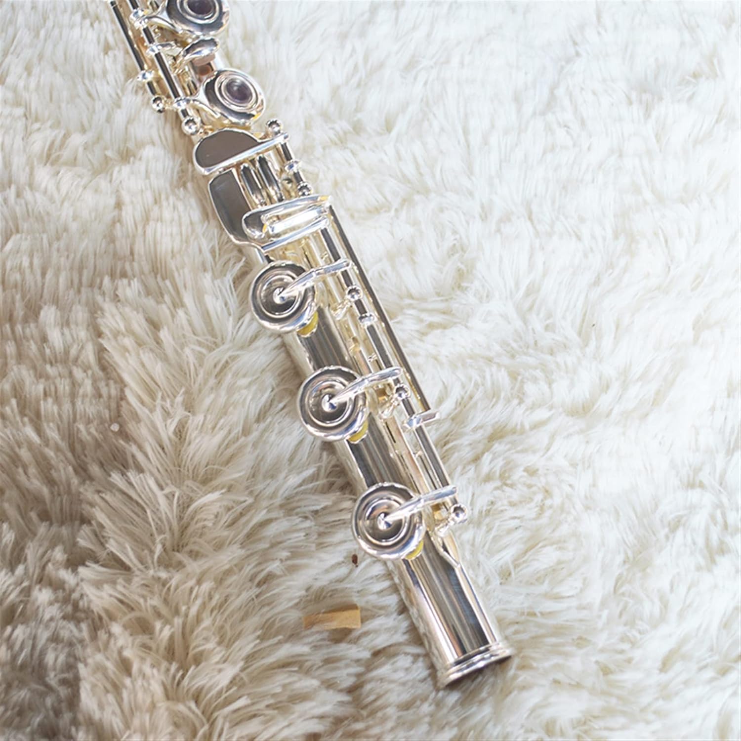 TSTS Flutes Musical Instrument 17-Hole C-Tone Silver-Plated Open-Hole in-line Flute Beginner Flute Wind Instrument