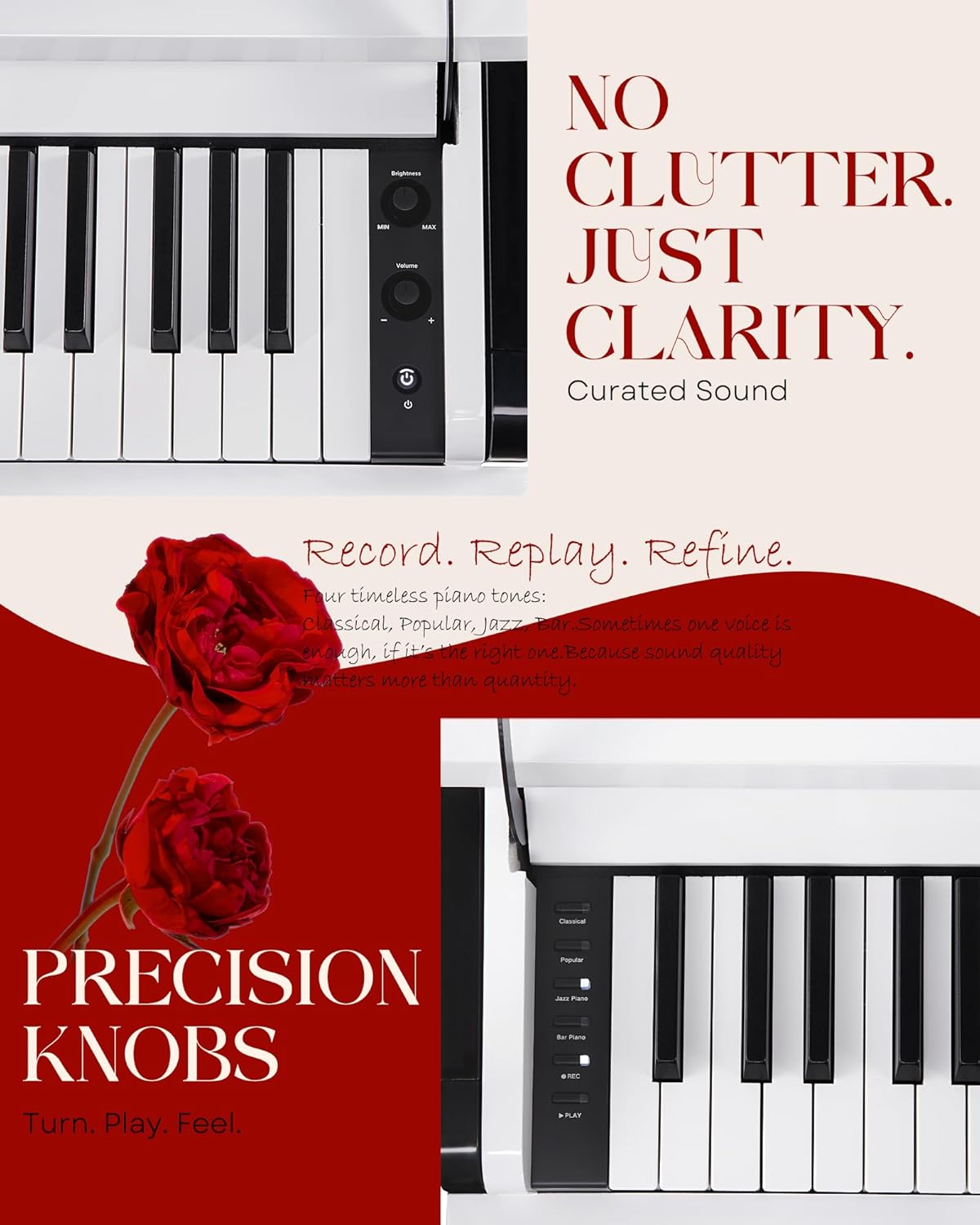 AKLOT Modern Weighted Keyboard Piano: 88-Key Graded Hammer Action Digital Piano, ​Silent Soft-Fall Cover, Triple Pedal, MIDI, Headphone, Beginner Lesson Book, High-Gloss Pearl White Finish (AUR-LS03)