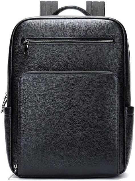 Genuine Leather Backpack for Men Multi-Functional Veg-Tan Business Travel Work Daypack Laptop Bag Durable Gift Box (Black)