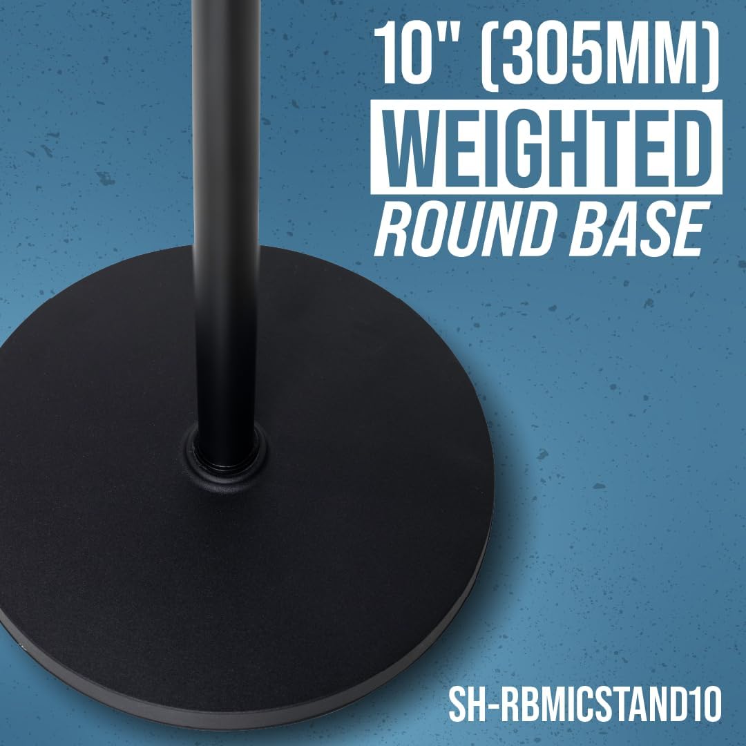 Shure by Gator Round Base Mic Stand with Standard Height-Adjustable Twist Clutch and 10