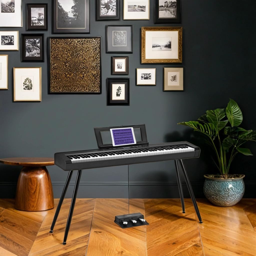 Starfavor 88 Key Full-Weighted Digital Piano, Electric Piano Keyboard for Beginner, Dual 30W Speakers, Graded Hammer Action 88 Keys, Triple Pedal, Bluetooth/USB/MIDI, Retro Matte Black
