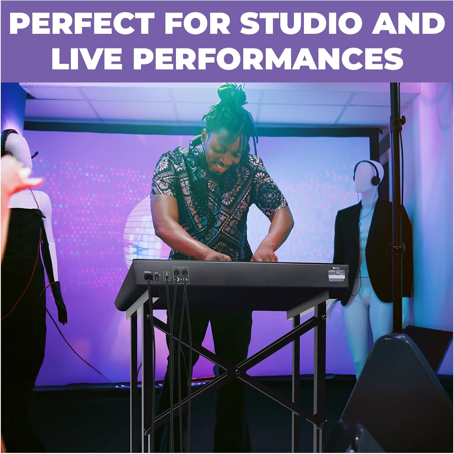 Liquid Stands Portable Audio Mixer Stand - Angled Foldable & Adjustable Studio Music Mixer Synth, MPC Stand For Drum Machines, DJ Turntables, Audio Rack Music Equipment & More