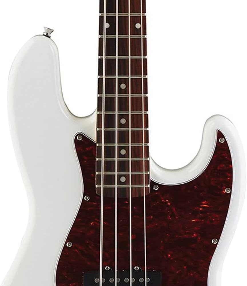 Austin Guitars 4 String Acoustic Bass Guitar, Correcto, White (AJB300WH)