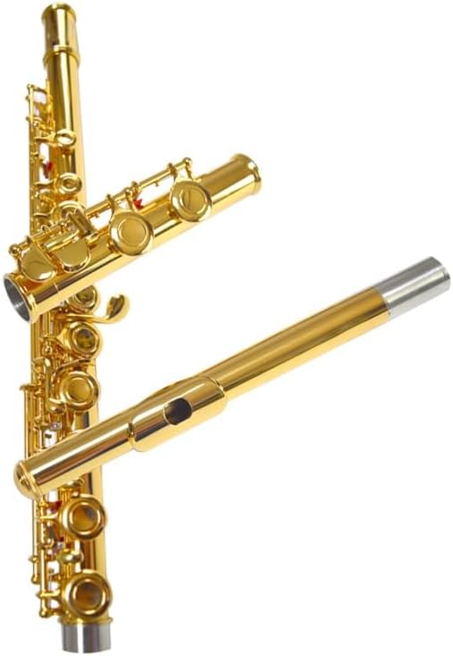 Flute Gold-Plated Flute Instrument in C Key 16-Hole Closed-Hole with E-Key Tuned Woodwind Instrument Gold-Plated Flutes Musical Instruments