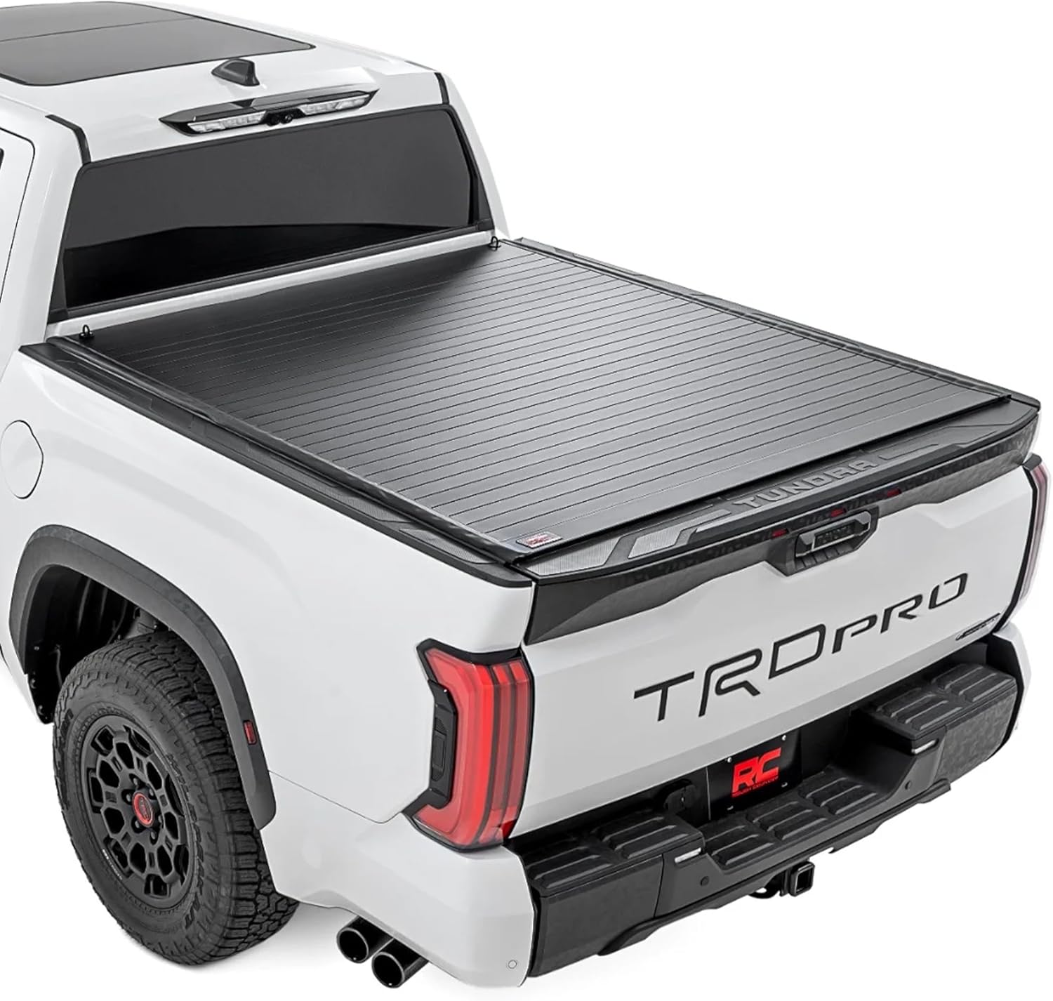 Rough Country Hard Roll-Up Tonneau Cover for Toyota Tundra (2022-2025) - Aluminum Truck Bed Cover, Fits 5'7 Bed